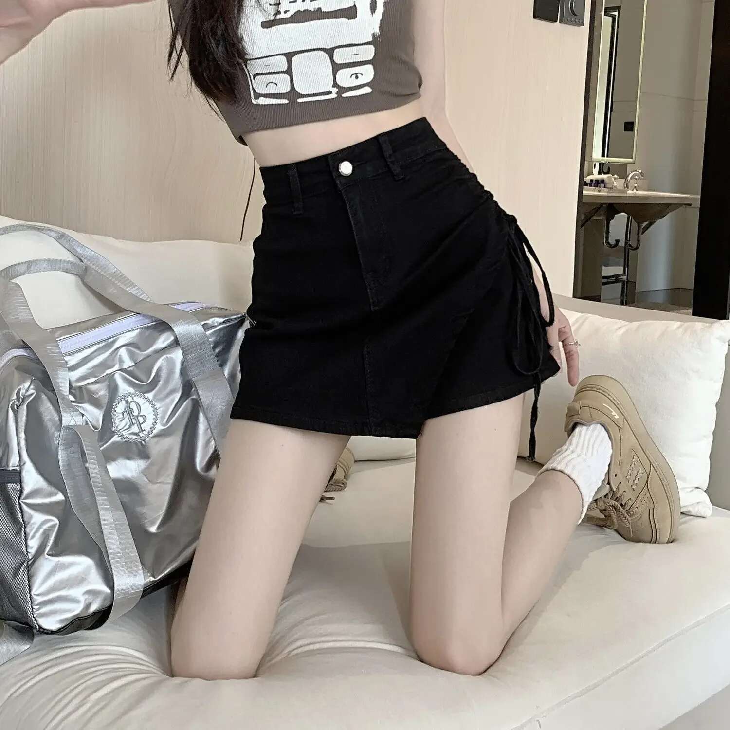 Korean Style Fashion High Waist Jeans Skirts for Women Y2k Vintage Harajuku Clothing Trend 2025 New In Woman Pants Denim Skirt