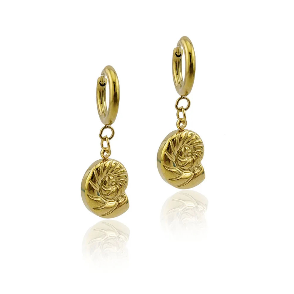 In 316 Stainless Steel Gold Plated Fish Earrings Woman Sea Animal Pendant Hoop Earrings 250610