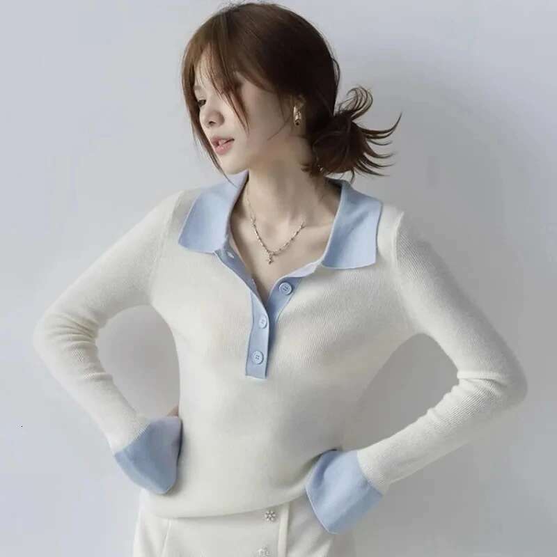 Plain Commute Tops Long Sleeve Womens Polo Shirts Casual Cheap Clothes With Collar Female Tee Korean Popular Aesthetic T-shirts