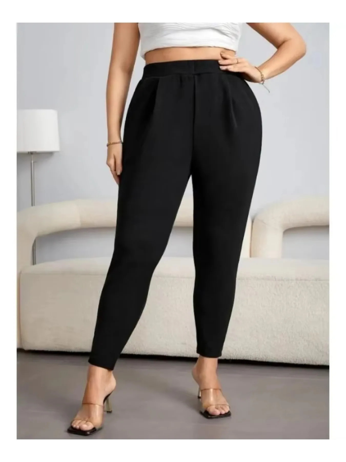 Plus Size SpringSummer 1XL5XL Women Fashion Solid Color Straight Ladies Casual Pants Loose and Simple Straight Leg Pants 250609