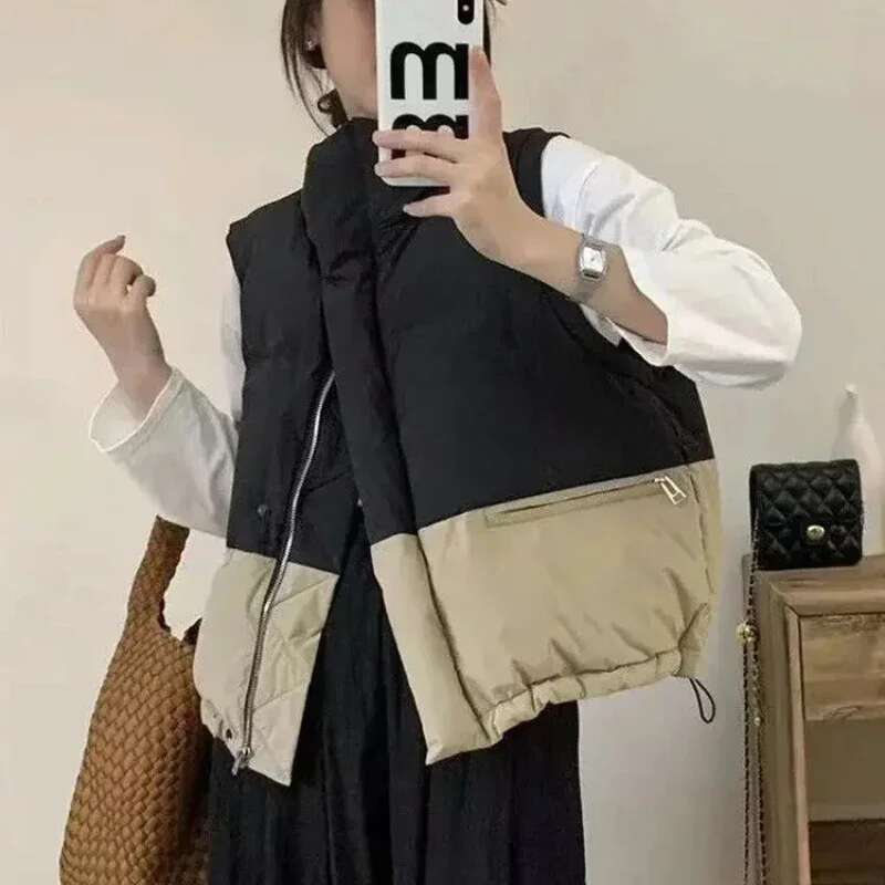 Loose Lady Padded Cotton Giletes Zipper Working Clothes Fashion 2025 Womens Vests Korean Style Insulated Autumn Warm Classic