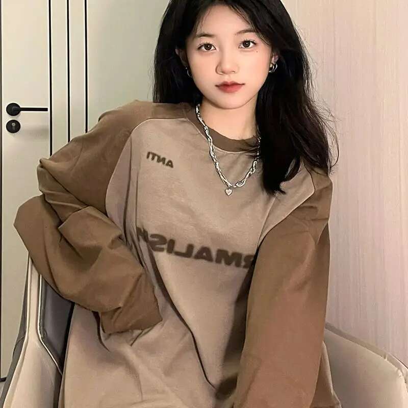 Clothes Loose 2025 Brown With Print Tshirts Female Tops Womens T Shirts Cotton Offer Korean Style Designer Causal Emo Alt Tees