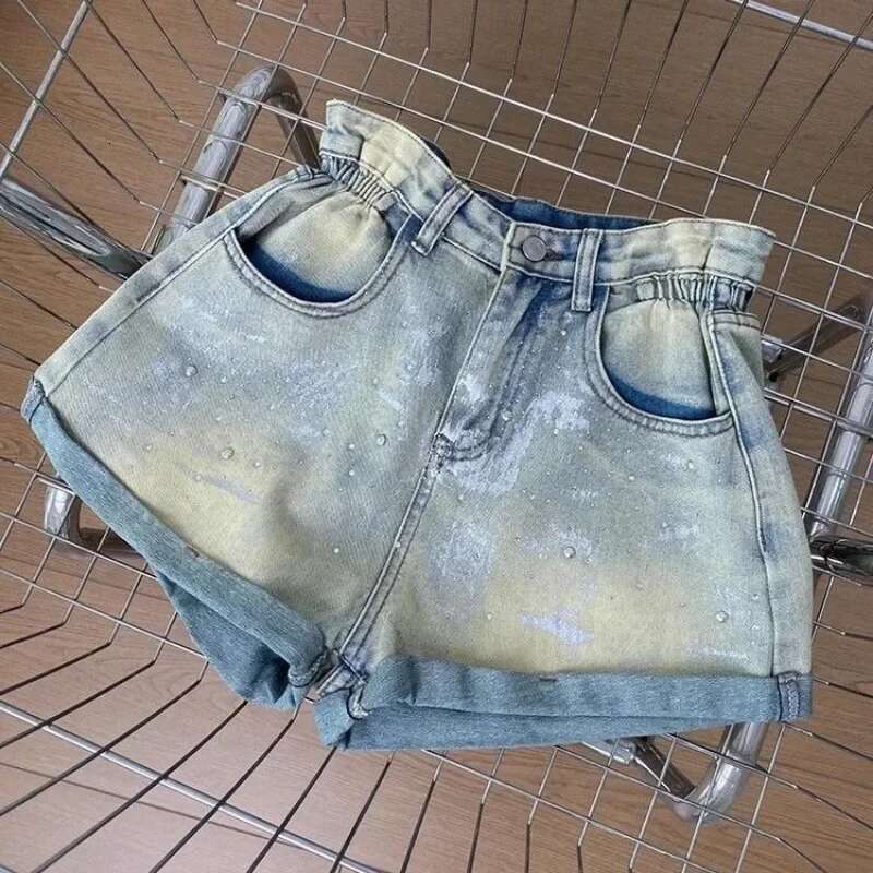 Denim Shorts For Women Korean Style Wide With Waist Pocket Short Jean Pants Woman To Wear Comfy New In Luxury Designer XL Casual