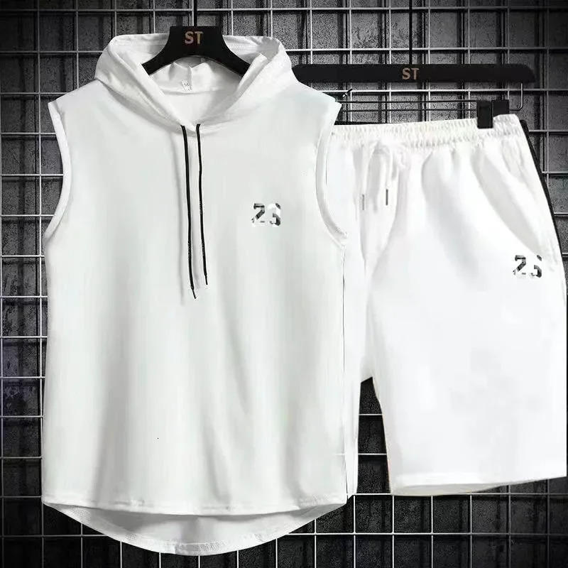 Summer Mens Two Piece Set Casual T-Shirt and Shorts Set Men Women Sports Suit Fashion Short Sleeve Tracksuit Hooded T-shirt 250617