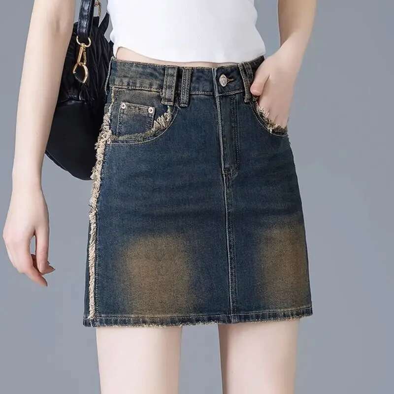 Short Tight Woman Denim Skirt Wrap Clothing Trend 2025 Aesthetic High Quality Y2k Vintage Korean Fashion Jeans Skirts for Women