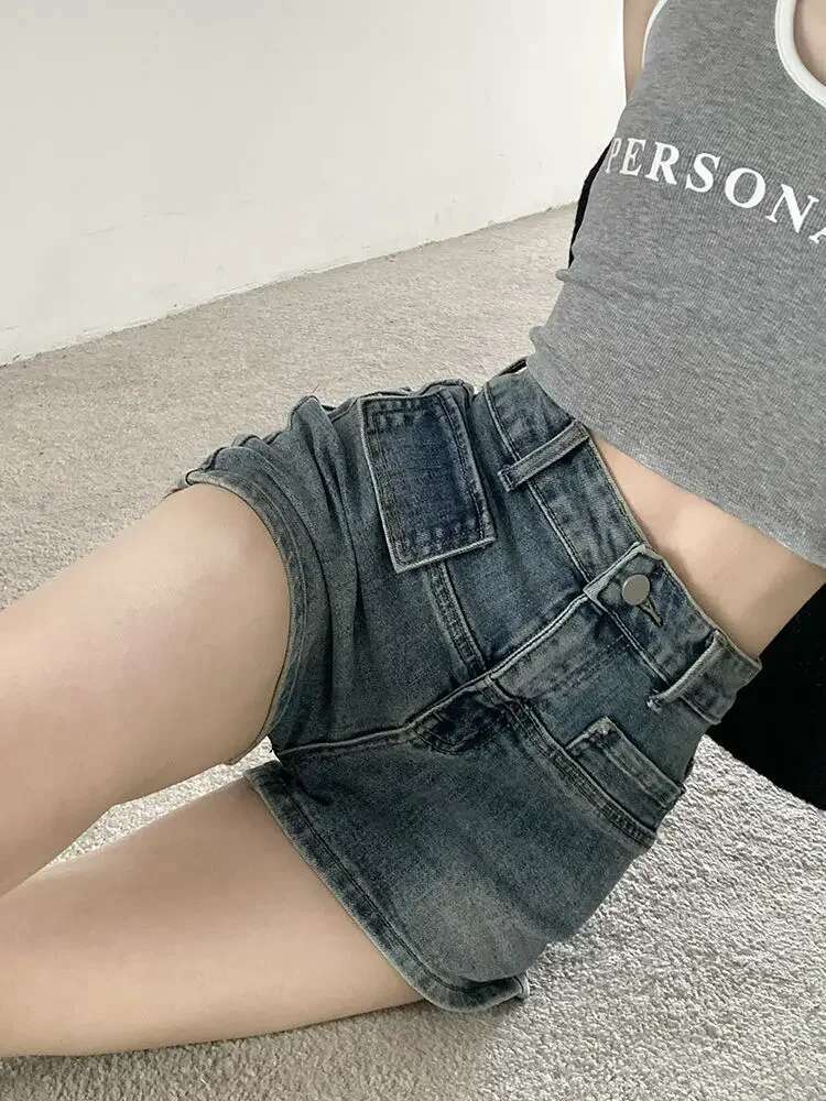 Short Jean Pants Woman Wide Denim Shorts for Women Blue Kpop Harajuku Fashion Outfits Cheap Y2k To Wear Normal Low Price Jorts