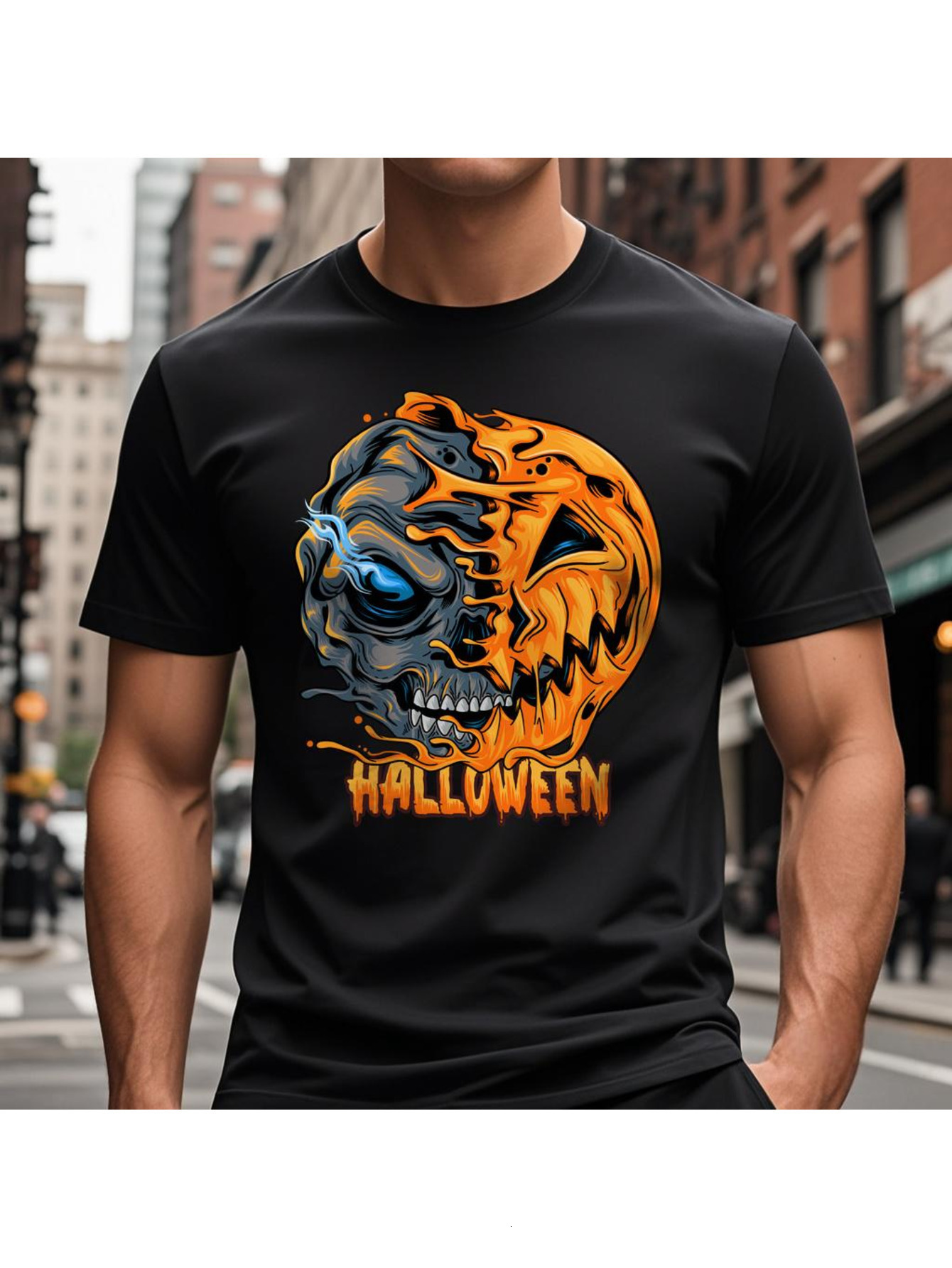 Dongdumaoyi T Shirts Adult Graphics Short Sleeve Cotton Men Black S-3Xl Round Collar White Tiger 180G Halloween 7221