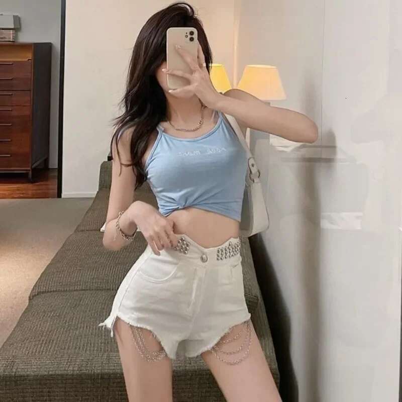 With Waist Pocket Nail Beads Short Jean Pants Woman Cheap Low Price Japanese 2000s Style Harajuku Fashion Denim Shorts for Women