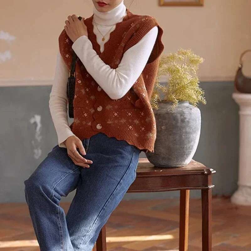 Female Sweater Casual Waistcoat Sleeveless Spring Autumn Warm New In Womens Knitted Vest Youthful Clothes Clothing Trend 2025