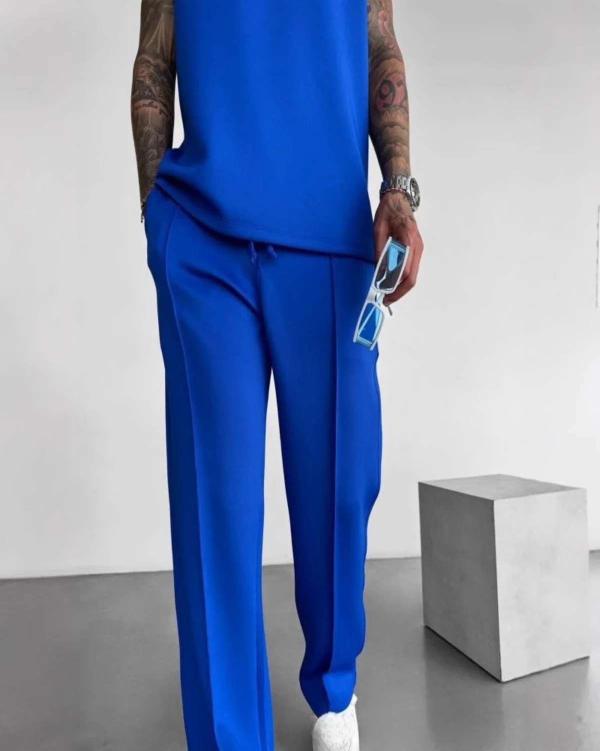 summer sleeveless sports suit 2025 mens casual solid color trousers mens clothing vest two-piece set 250616