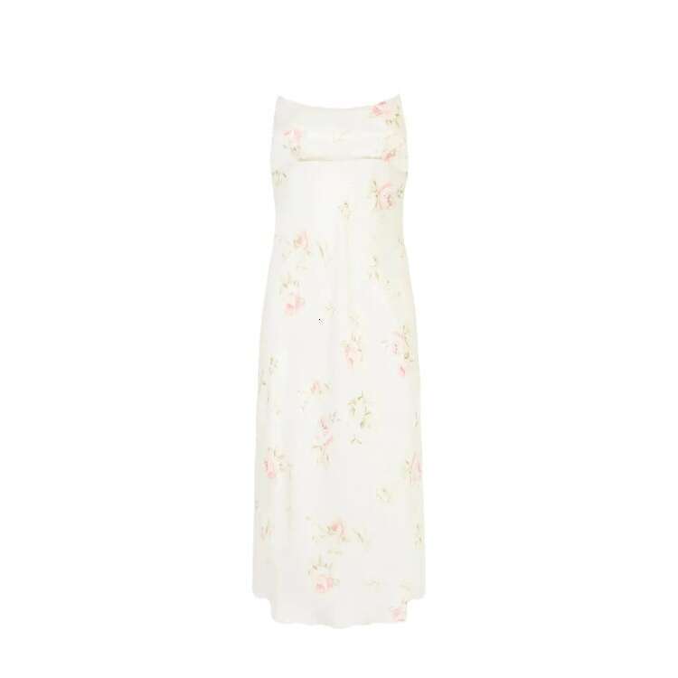 Women Designer Clothing Dresses for Woman N680 Summer 2025 Floral Square Neck Strap Satin Silk Backless Dress Romantic French Style Sexy