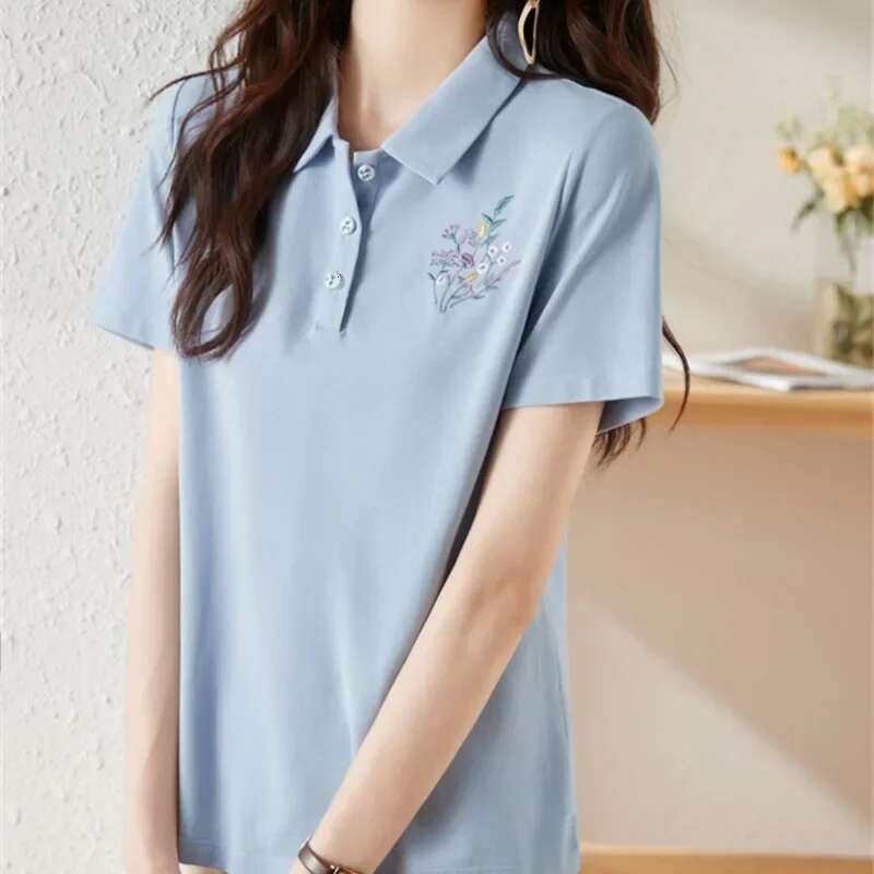 Baggy Polo Neck T Shirt for Women Summer Outfit Woman Tshirt Womens Short Sleeve T-shirt Sale Clothing Female Y2k Clothes Cheap