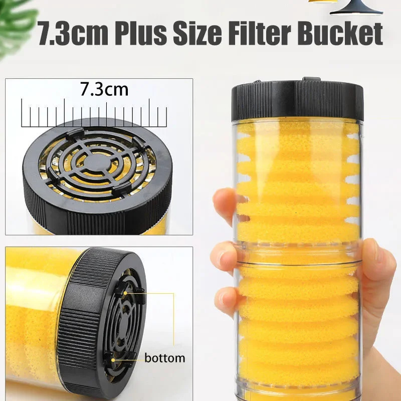 Aquarium 3-in-1 Silent Filter Bucket Automatic Fish Feces Suction Filter Fish Tank Submersible Water Pump Sponge Filter Skimmer 250613