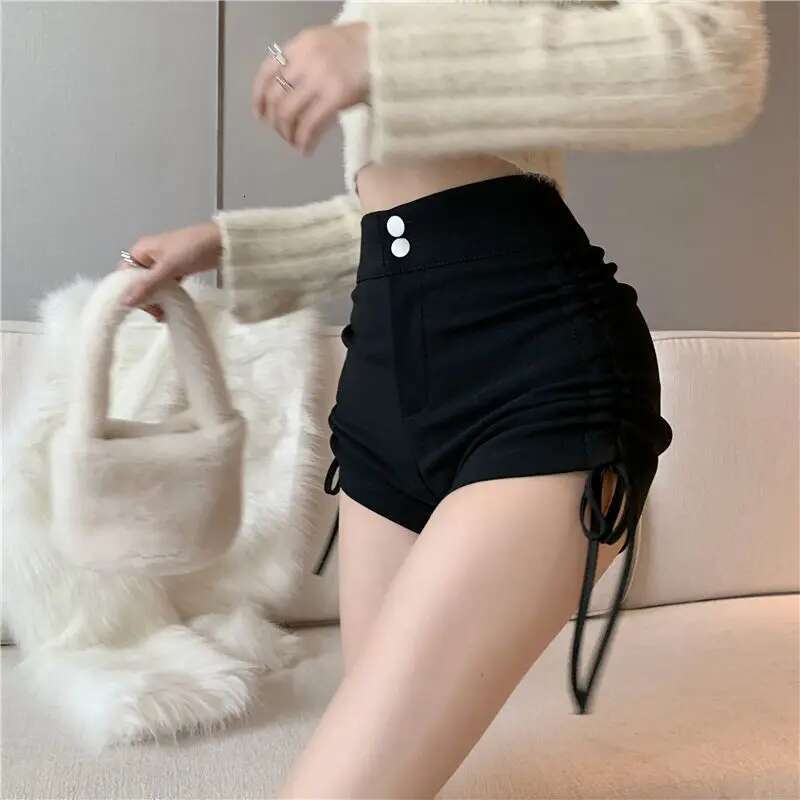 Booty Tight Short Pants for Woman To Wear High Waist Black Womens Shorts Skinny Mini Sexy Outfits Fashion Trend 2025 Low Price