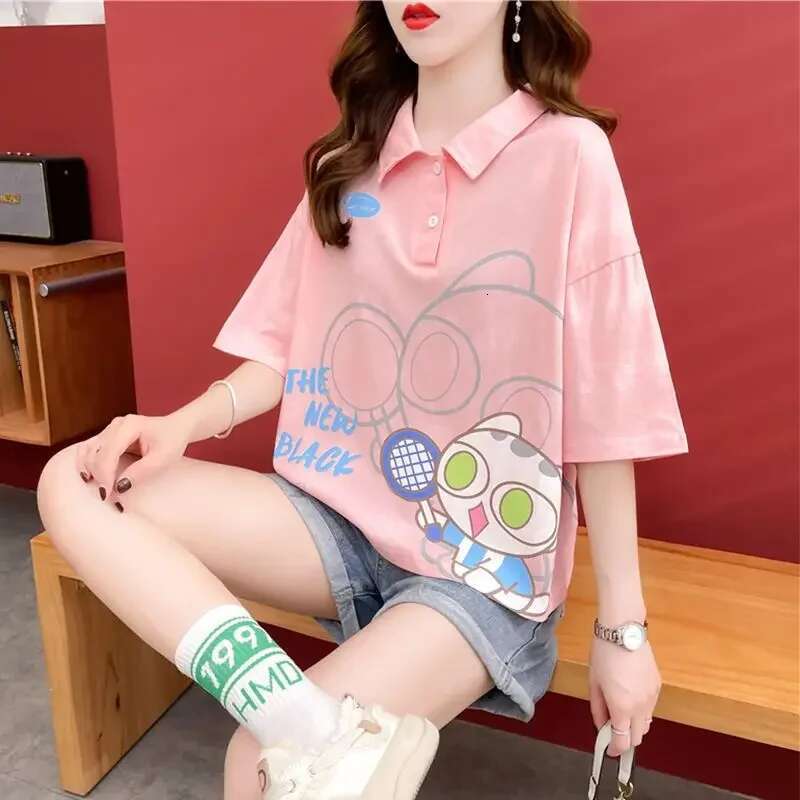 Summer Outfit Womens Polo Shirts Graphic Female Tee Original Fashion 2025 Polyester Pretty Korean Style Clothing New T-shirts
