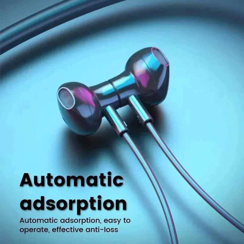 Wireless Headset 5.3 Neck Strap Headset Gaming LED display Stereo Sports headset with magnetic earbuds T250617