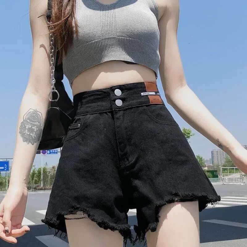 With Waist Pocket Denim Shorts for Women Loose Short Jean Pants Woman Flowy Fashion Clothing 2025 Outdoor Harajuku XL Streetwear