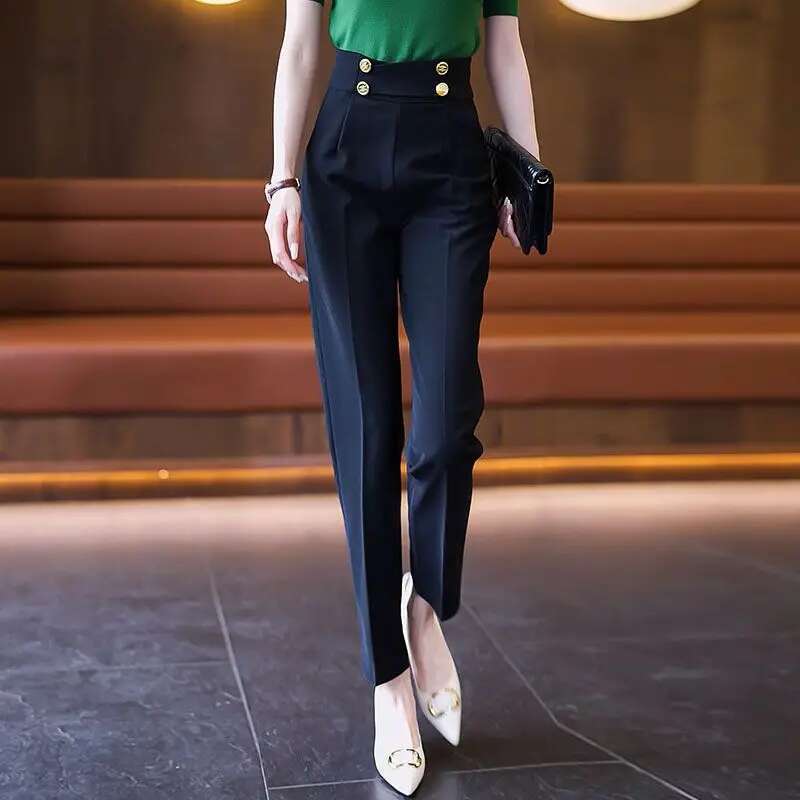 Clothing and Capris Skinny Tailoring Trousers for Woman Leggings Office Womens Harem Pants Slim Work High Waist Outfits Cotton