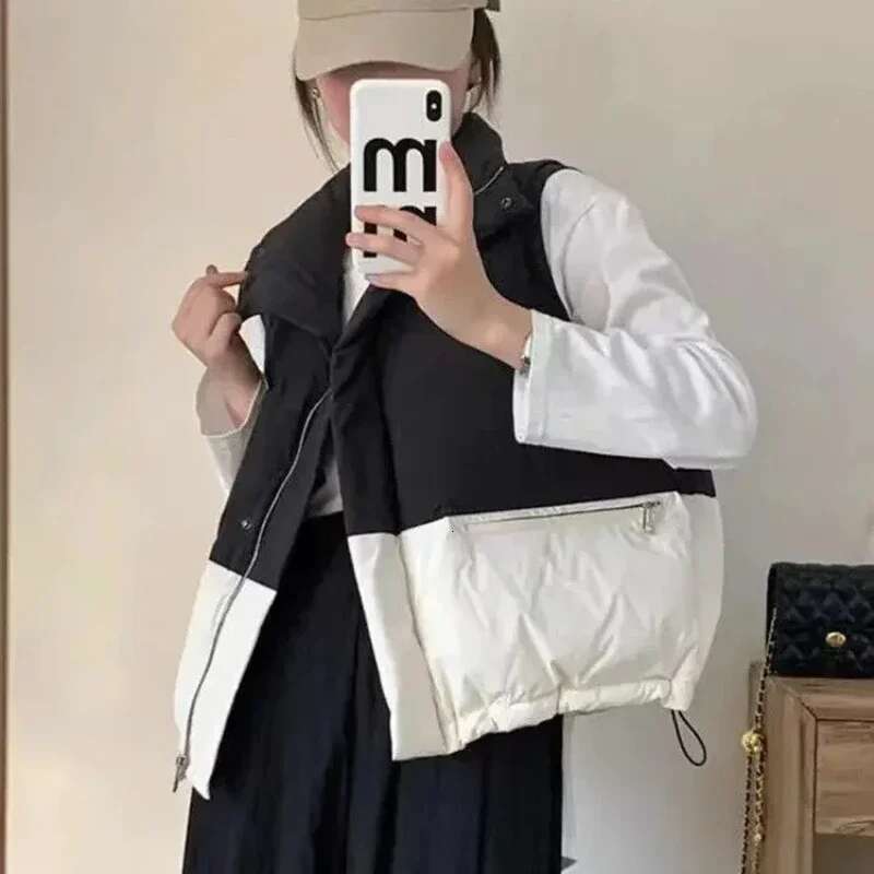 Loose Lady Padded Cotton Giletes Zipper Working Clothes Fashion 2025 Womens Vests Korean Style Insulated Autumn Warm Classic