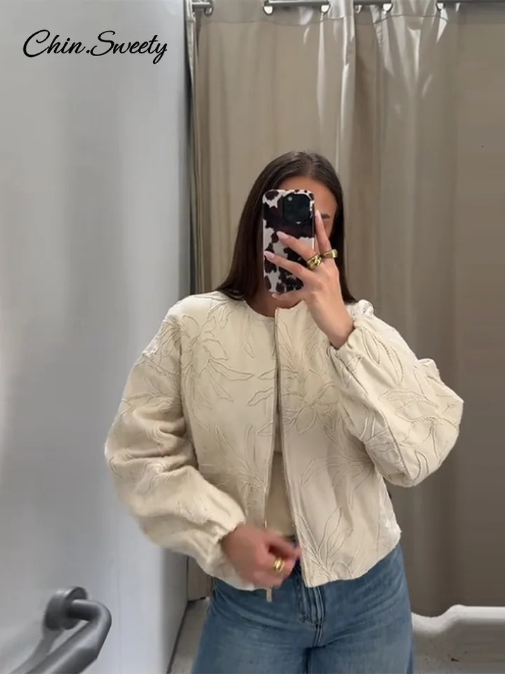 Casual Embroidery Womens Bomber Jacket Loose Zipper Long Sleeve Short Coat Female 2025 Spring Fall Lady High Street Outwears 250614