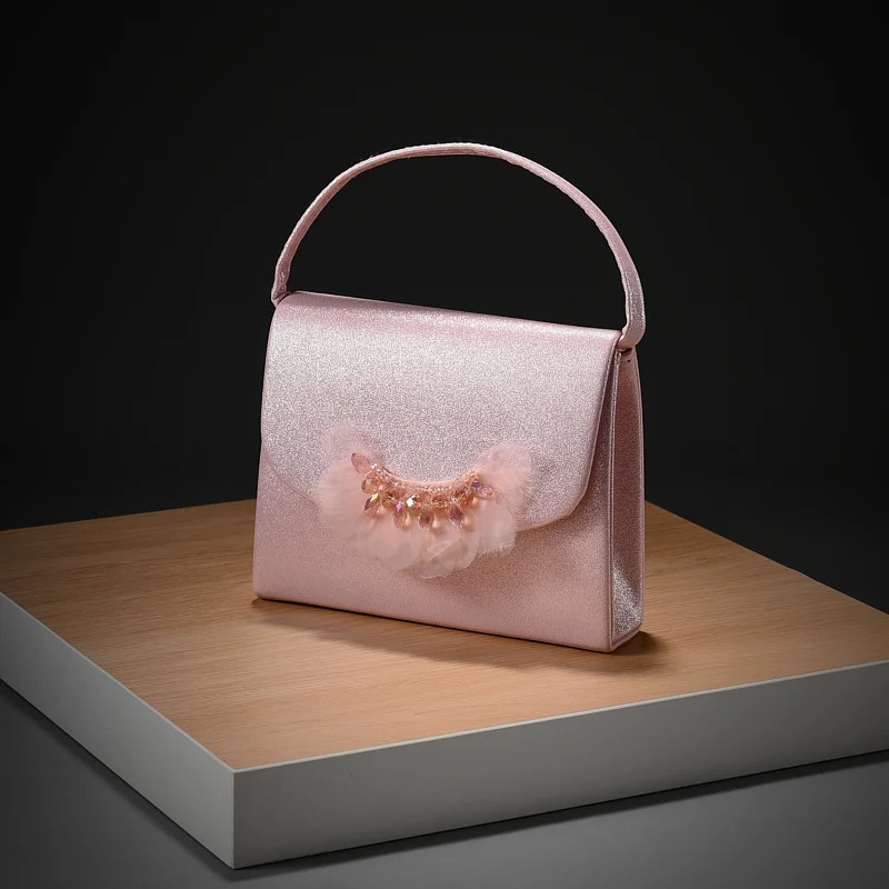High Sense Banquet Bag Dress Hundred Hand Detachable Chain Crossbody Celebrity Fashion Diamond Feather Storage Bag 250614