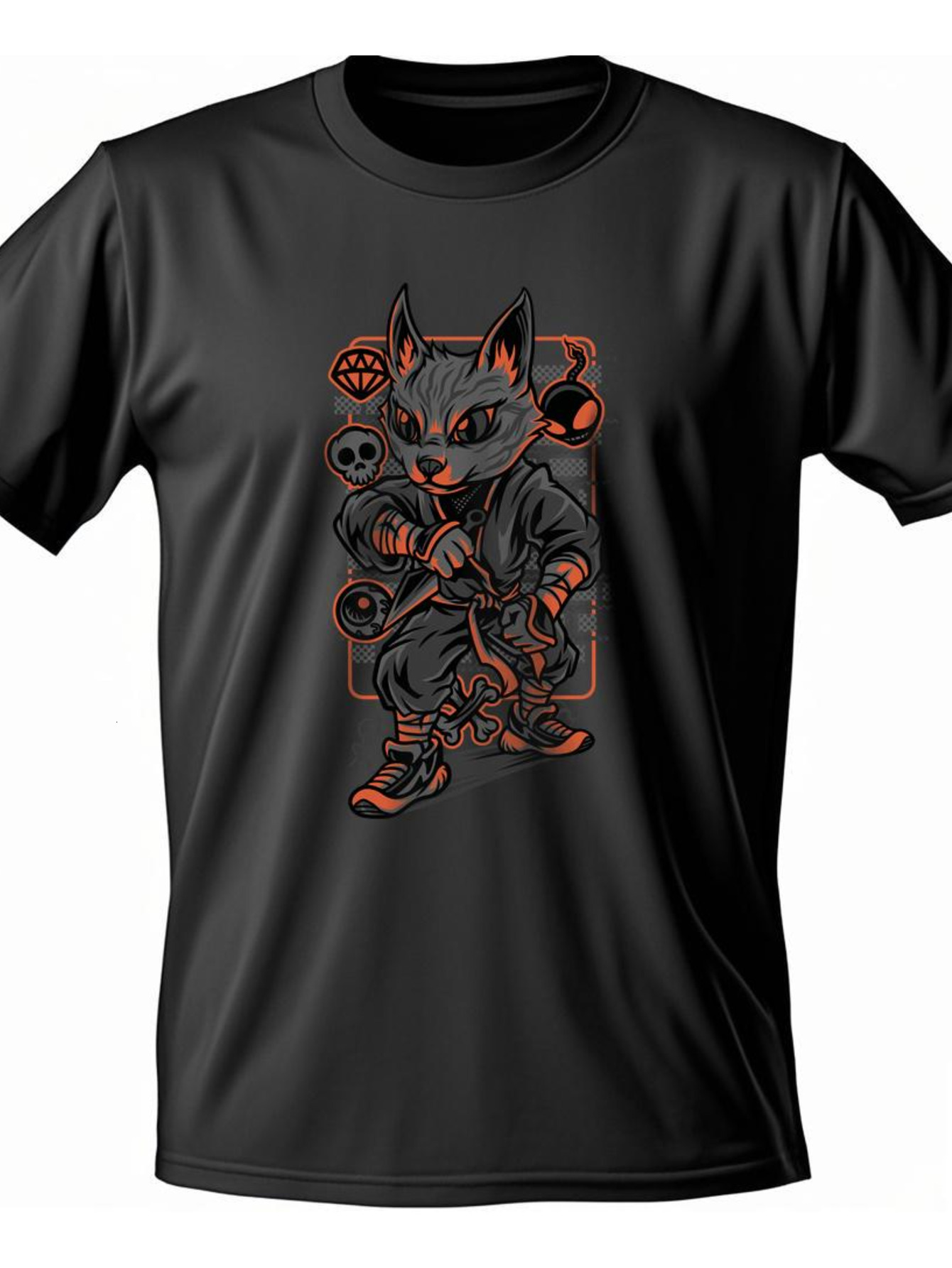Dongdumaoyi Short Sleeve Black S-3Xl Cotton Graphics T Shirts Adult Round Collar Tiger Men White 180G 578d