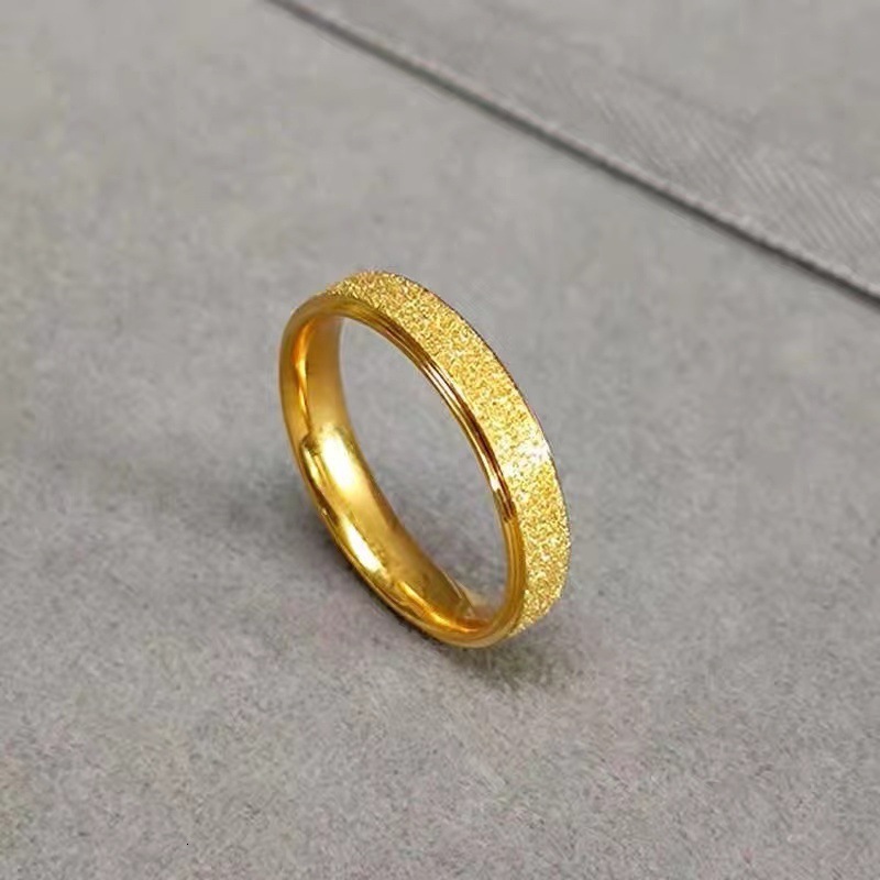Non-Fading Sparkling Starry Sky Titanium Steel Matte Ring for Women, Elegant Niche Plain Band Ring, Couple Rings