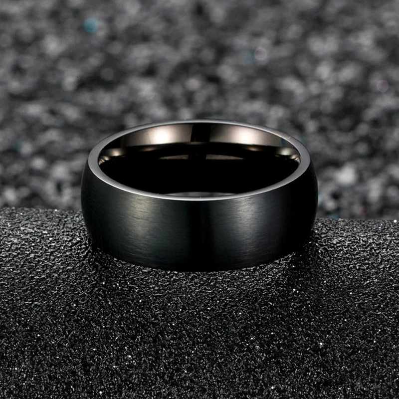 Classic Men Stainless Steel Rings Black Solid Simple Vintage Rings For Men Wedding Bands Christmas Party Jewelry Gift Wholesale 250616