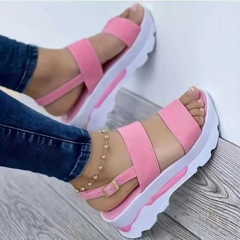 2024 Women Summer Platform Sandals Strap Open Toe Thick Bottom Punk Ladies Casual Flats Beach Shoes Womens Sandals Z250617