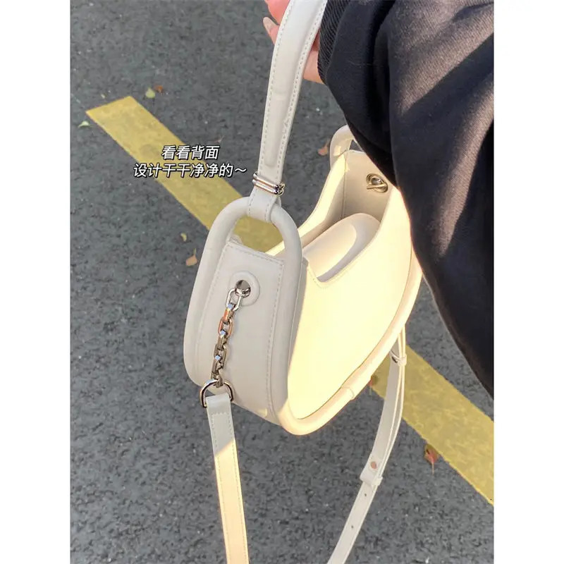 JIAERDI White Half Moon Bags Women Handle Leather Chic Solid Messenger Bag Ladies Harajuku Aesthetic Crossbody Bag Y2k 250614