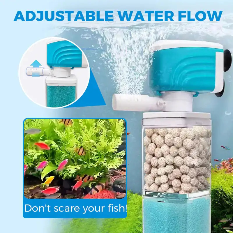 Automatic Aquarium Filter System 4W/220V Fish Tank Built-in Filter Oxygenated Water Circulation Anti Backflow Fish Water Pump 250613