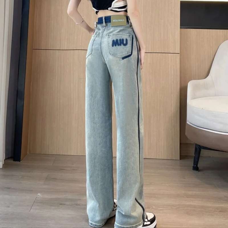 Womens Jeans Loosefit Trousers Solid Color Wide Leg Baggy Good Quality Cowboy Pants for Woman Gyaru Basics Office Streetwear Z