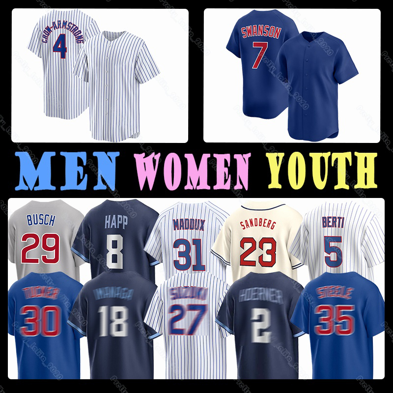 4 Pete Crow-Armstrong Baseball Jersey 30 Kyle Tucker 18 Shota Imanaga 7 Dansby Swanson 27 Seiya Suzuki 2 Nico Hoerner 29 Michael Busch 35 Justin Steele 8 Ian Happ Cubs