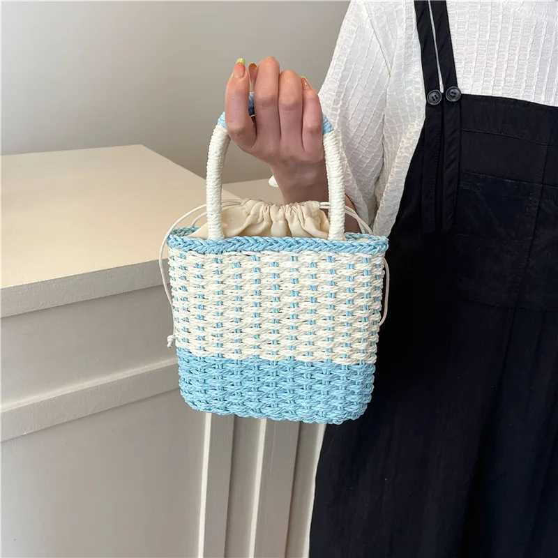Summer for Women StrAW Shoulder Bags Rattan Woven Top Handle Bag Hollow Raffia Crochet Beach Bag Casual Handbags Z250617