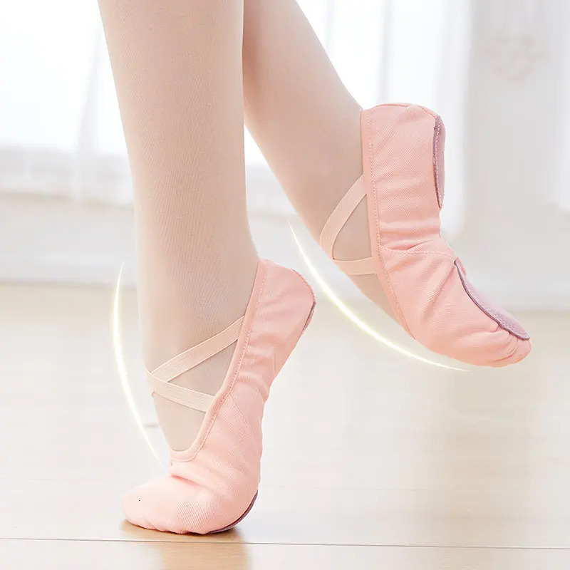 Girls Women Ballet Shoes Stretch Ballet Flats Free-lace Canvas Dance Slippers Elastic Split Soft Sole Ballet Dance Shoe for Kids 250613
