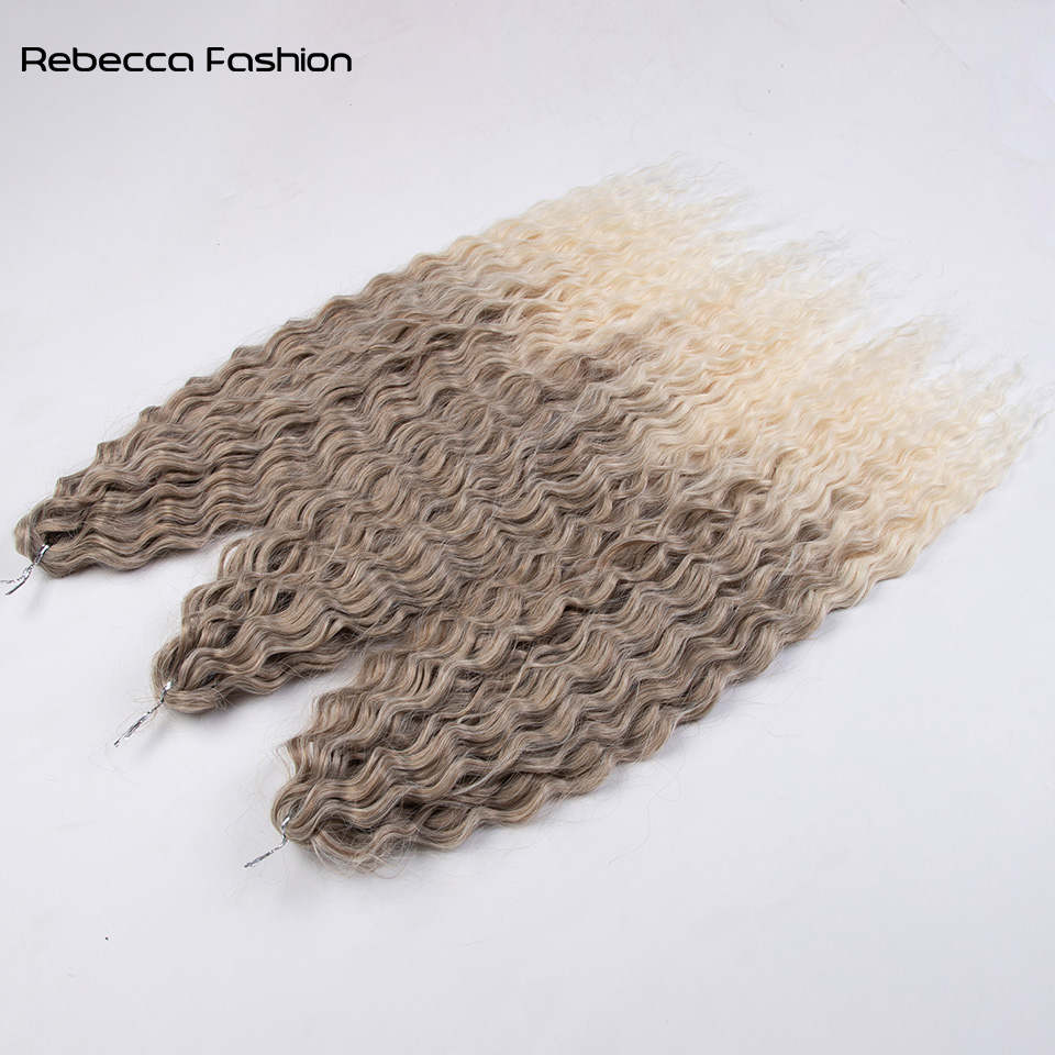 Rebecca Fashion Soft Water Wave Braids 22 Inch Ombre Blonde Extensions For Women Crochet Hair Extension