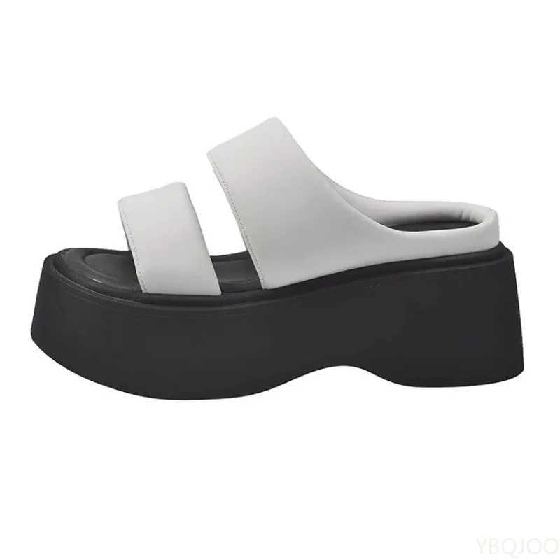 Summer 2025 Womens Fashionable Wedge Heels Slides Chunky Sandals High Heels casual Woman Beach Thick Bottom comfort Flip Flops Z250617