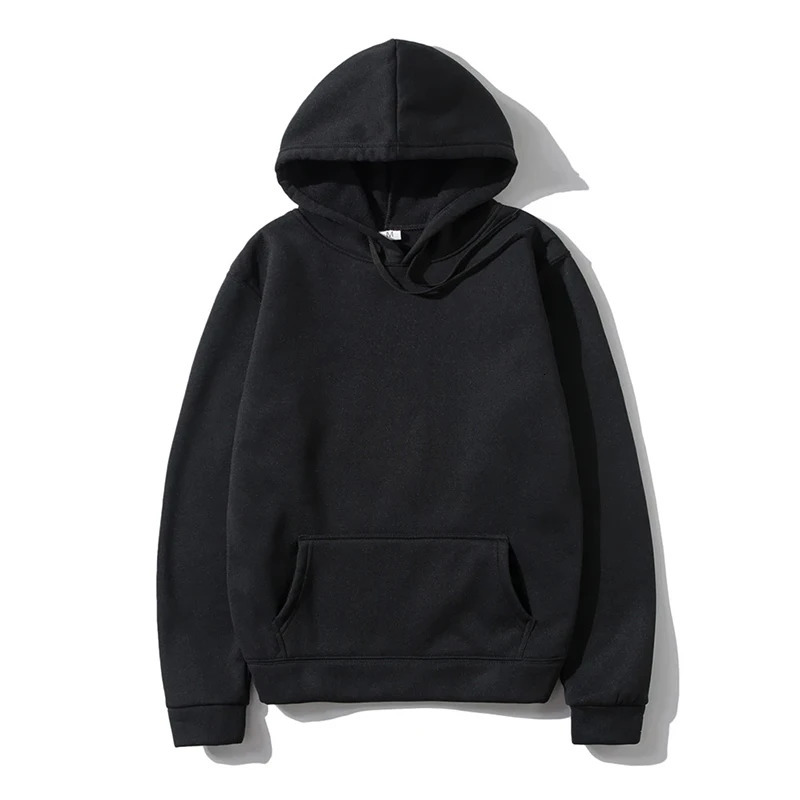 Autumn fashion loose tops solid colour hooded polyester mens sweatshirt simple casual 250616