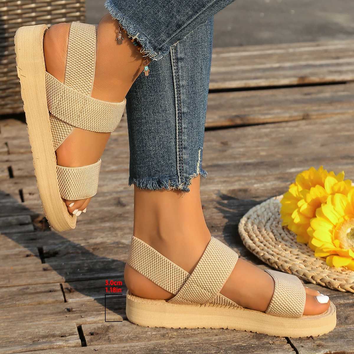 2025 Womens Fashion Trend Anti-Slip Wear-Resistant Pure Black Belt Soft Sole High-Heeled Sandals Shoes for Women Z250617