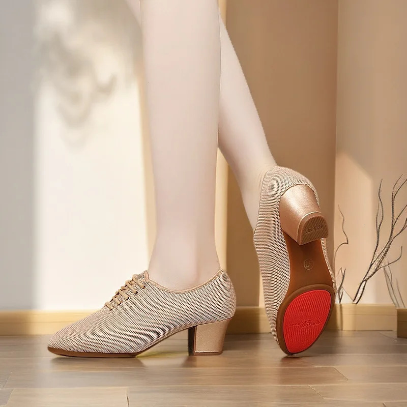Latin Dance Shoes For Women Social Dance Teacher Shoes square Dance Sailor Modern Dance Mesh Surface Breathability Sneakers 250613