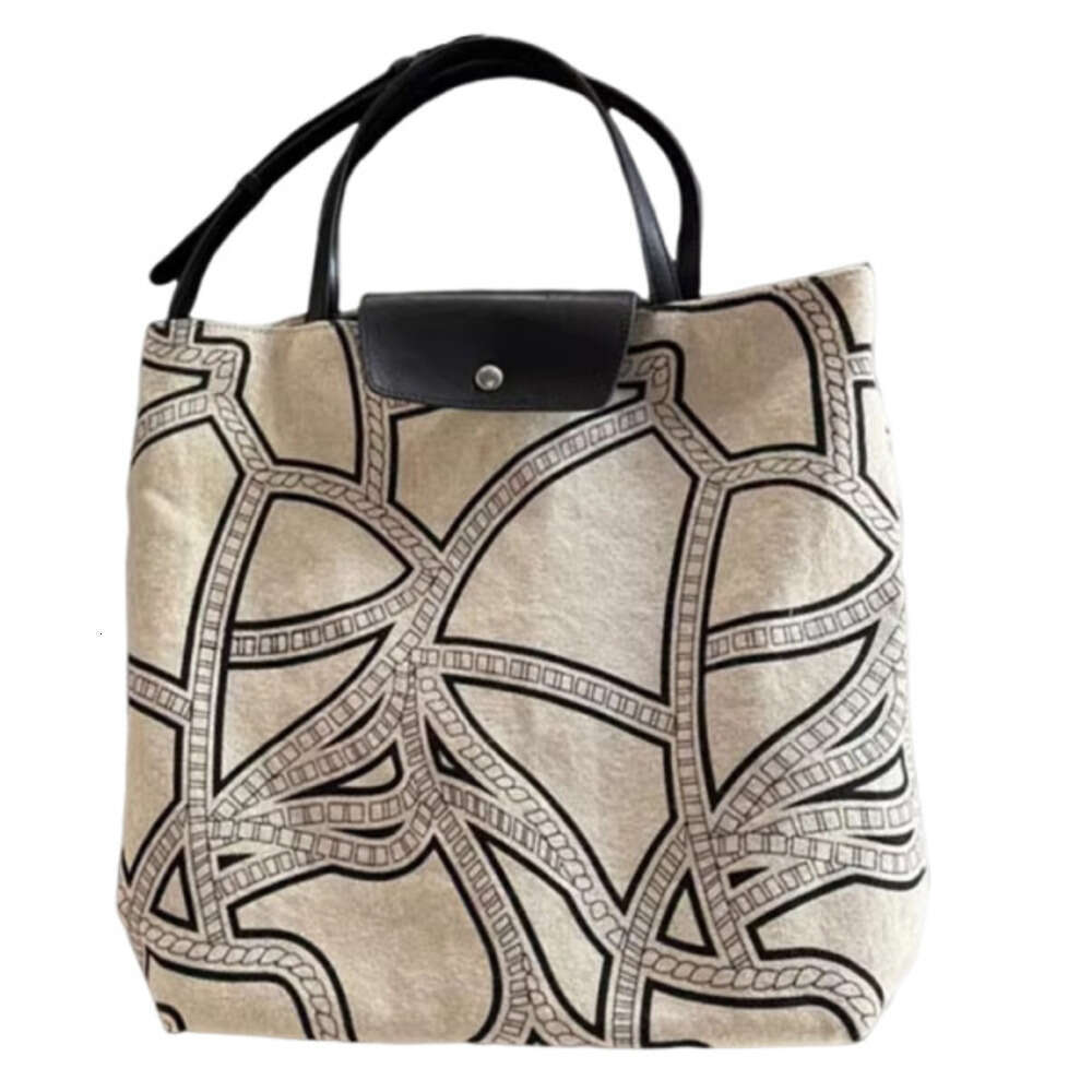 Handheld Canvas for Women New Summer Light Luxury Niche Design Striped Large Capacity Crossbody Tote Bag