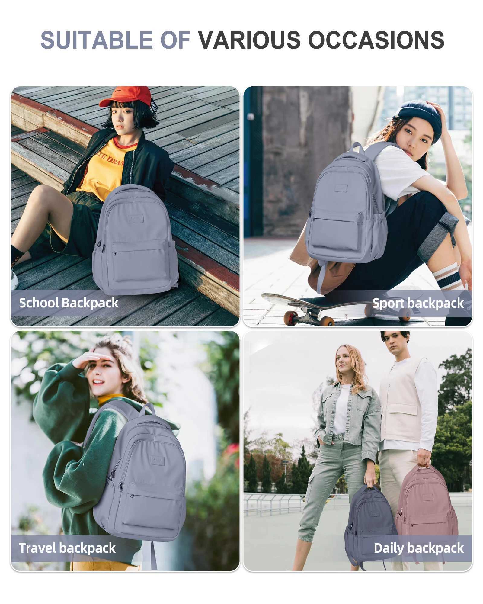 School Bag Lightweight Casual Daypack College Laptop Backpack for Men Women Water Resistant Travel Rucksack for Sports High Z250617