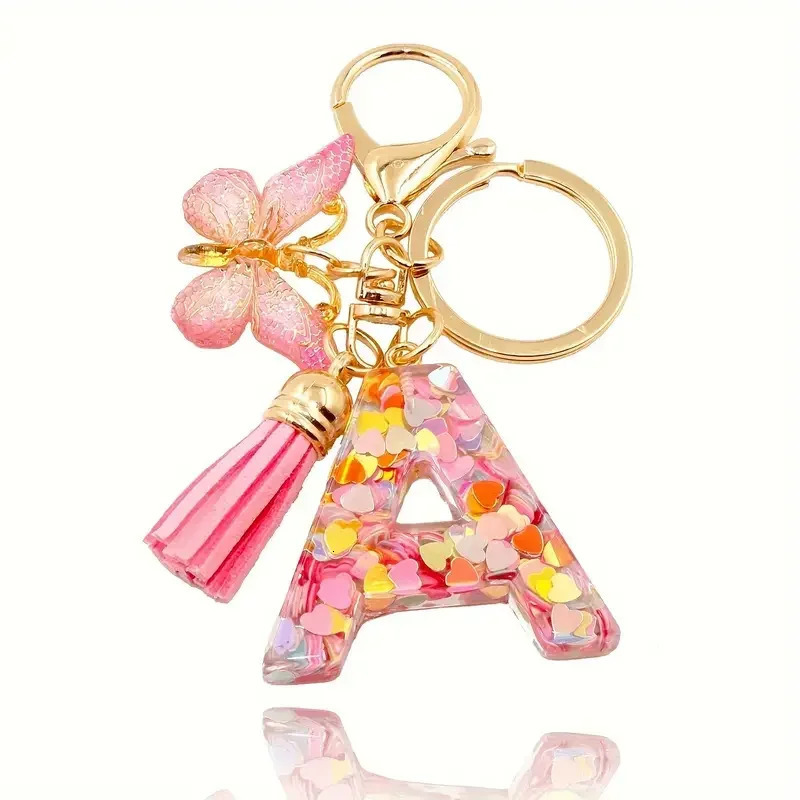 Fashion DIY AZ Letters keychain Metal Holder Pendent Key Chain Women Car Ring Simple Letter Name Party Gift Jewelry 250606