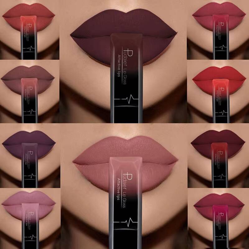 Pudaier Makeup Sexy Matte Long Lasting Lipgloss Liquid Lip Cream Waterproof And Non Stick Cup 21 Colors Lipstick happy