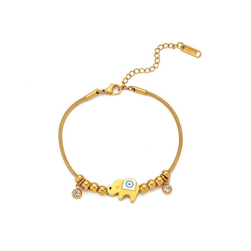 Bohemian Style Fashion Light Temperament Round Bead Inlaid Eye Tree of Life Bracelet for Women Titanium Steel Non-Fading Necklace