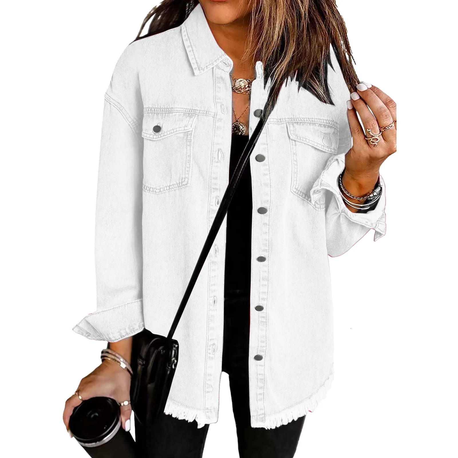 Women Fashion Washed Denim Jacket Autumn Winter Personality Street Coat Trendy Street Outdoor Casual Versatile Clothing 250616