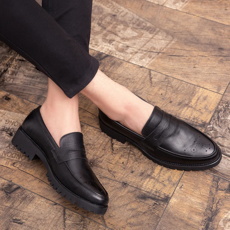 British business formal thick sole casual mens shoes nightclub soft leather brogues men 47 large size 250605