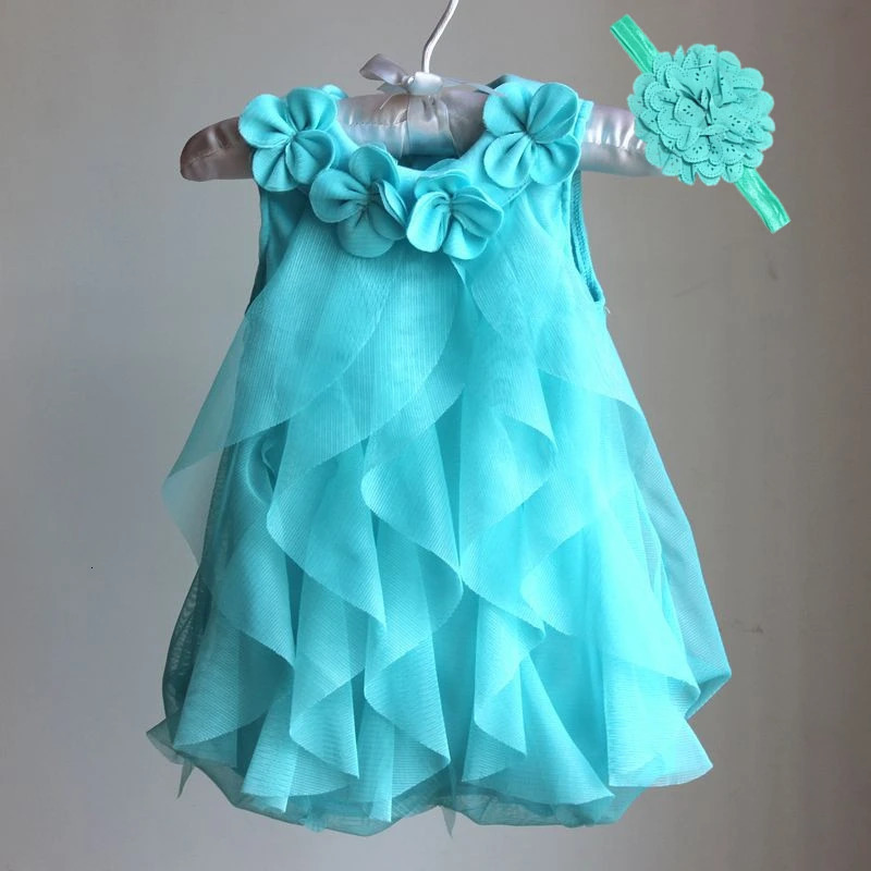 Kids Toddler Baby Girl Dress Summer Chiffon Evening Birthday Party Dresses for Girls Clothes Headband 250617