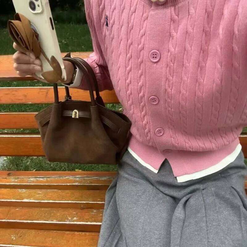 Niche Texture Sunshine House Grinding Veet Dumpling Tote Bag Female 2024 New Handheld Single Shoulder Crossbody Bags