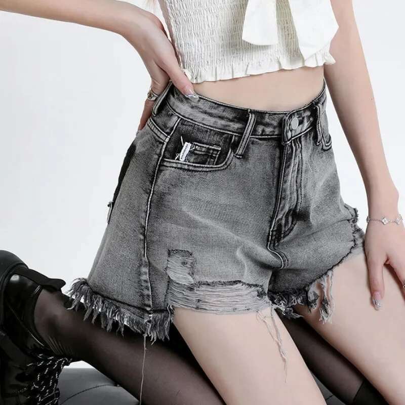 With Waist Pocket Womens Denim Shorts New In Female Short Jeans Pants High Wholesale Stretchy Elasticty Designer Comfy Kpop XL